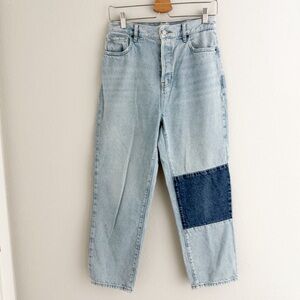 PacSun Patchwork High Rise Straight Button-fly Jeans